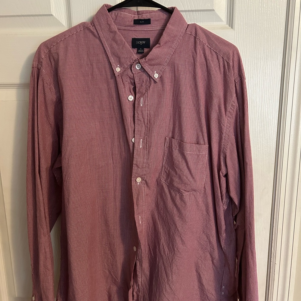 J. Crew Men's Red Button-Down Shirt